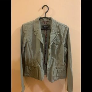 🍉American Eagle blazer, stretchy, M, button up, army green, fitted, cropped, EUC
